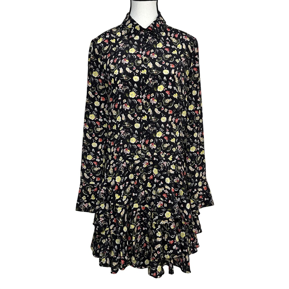 GREY Jason Wu 100% Silk Tiered Ruffle Shirt Dress 4 French Girl Coquette Whimsy‎